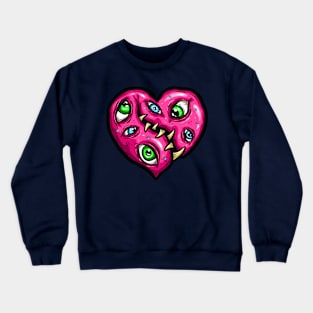 Zombie Heart Eyeball Jack Pink Valentines Day Crewneck Sweatshirt